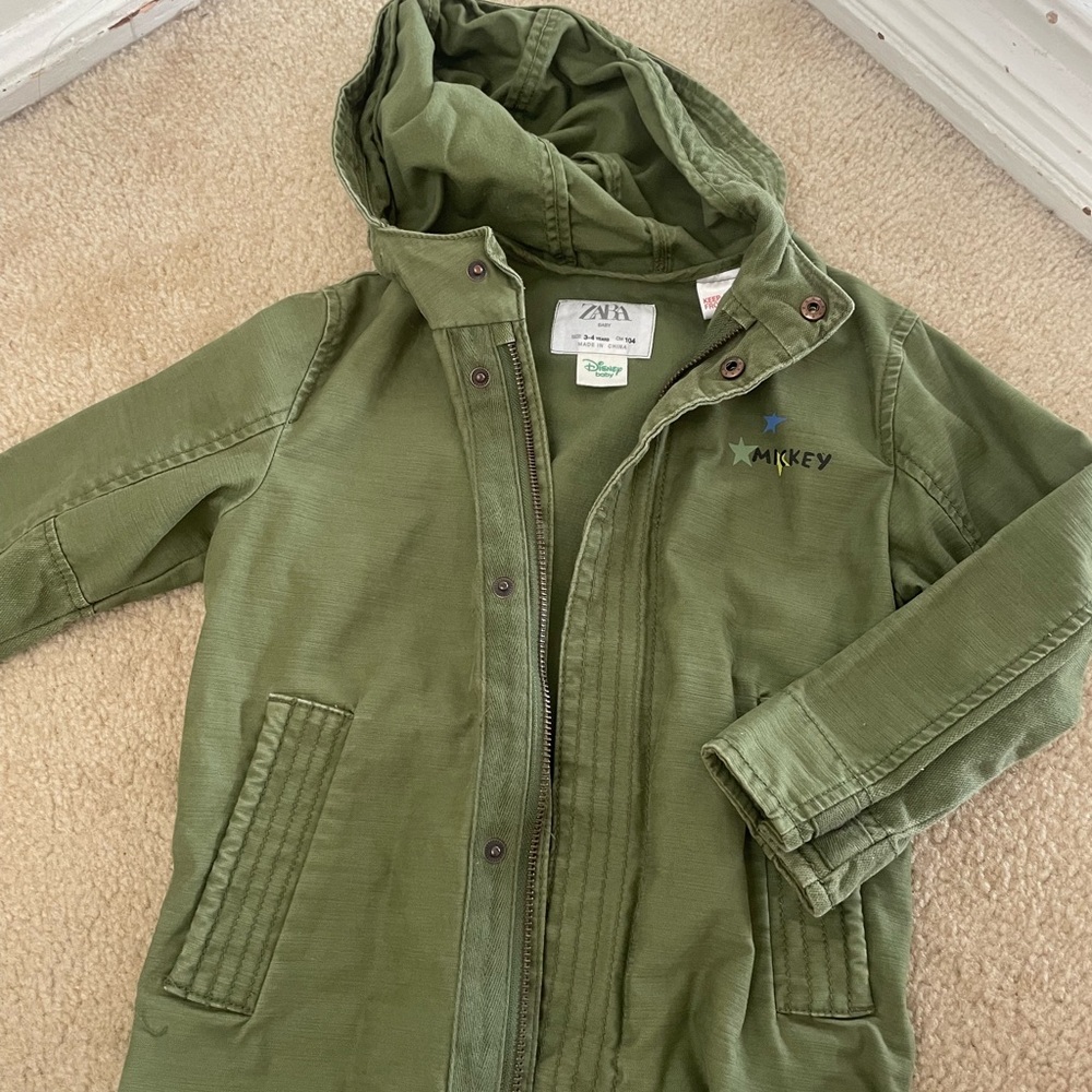 Zara Mickey Green Jacket Size 3-4T